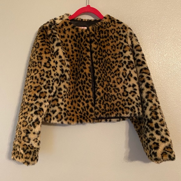 Zoe Ltd Other - Leopard Faux Fur Bomber Jacket